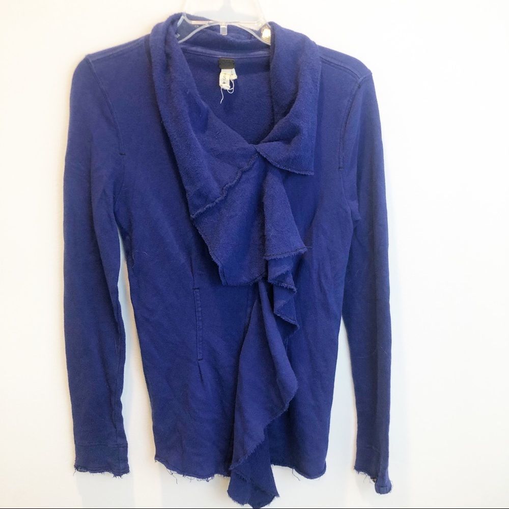 Free People Pacific Coast Ruffle Zip-Up Sweatshirt Small